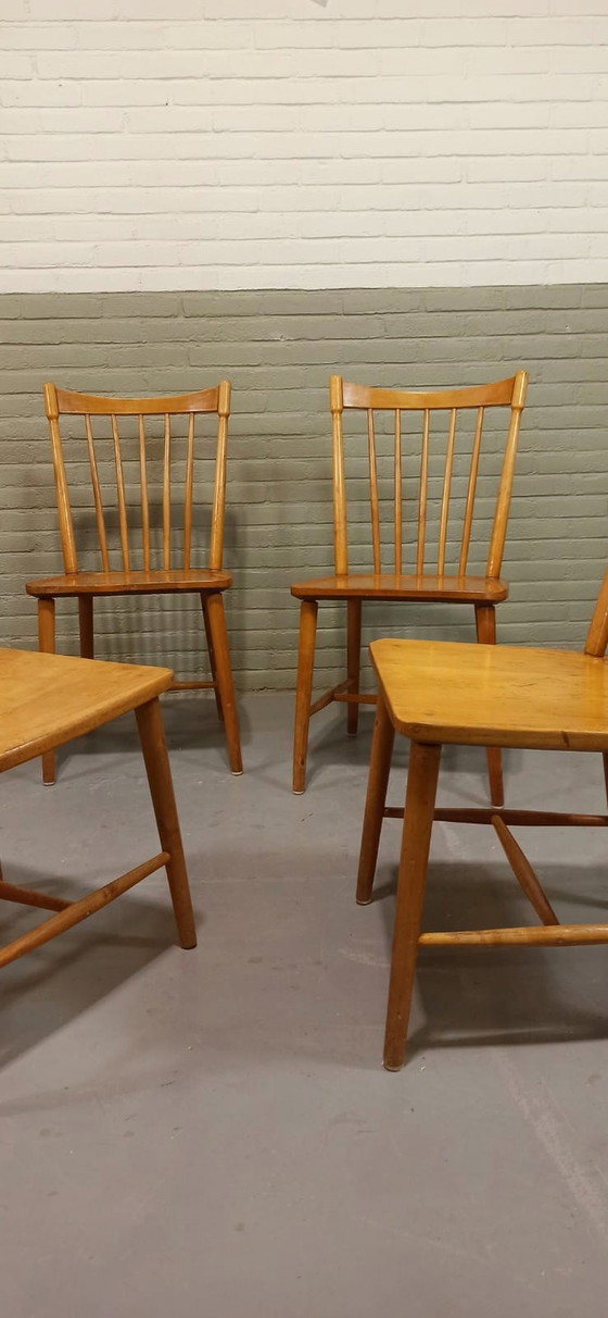 Image 1 of 5x Vintage Zweedse eetkamerstoelen