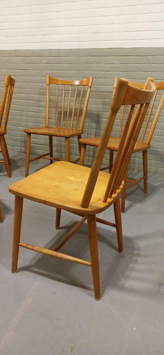 Image 1 of 5x Vintage Zweedse eetkamerstoelen