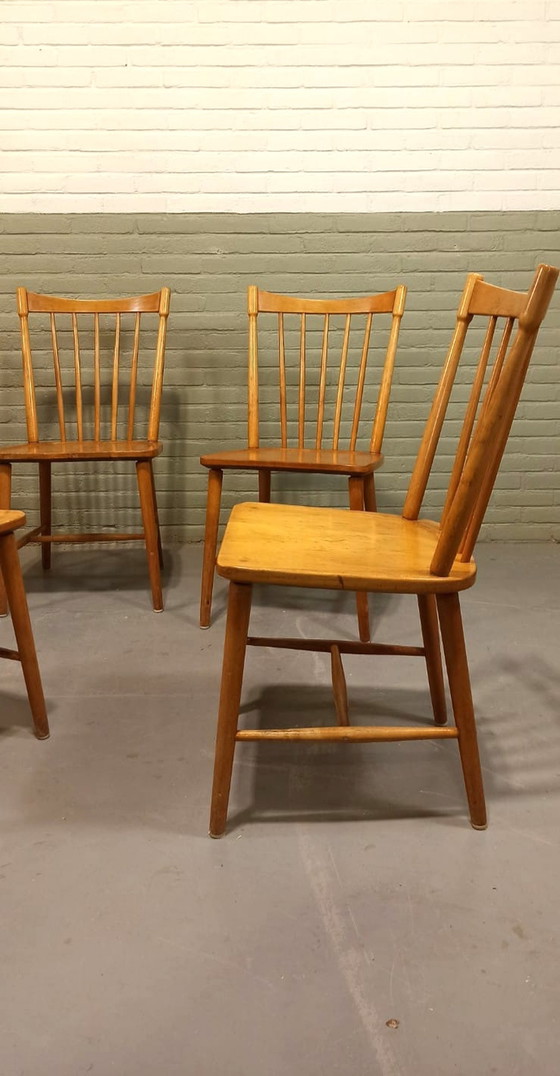 Image 1 of 5x Vintage Zweedse eetkamerstoelen
