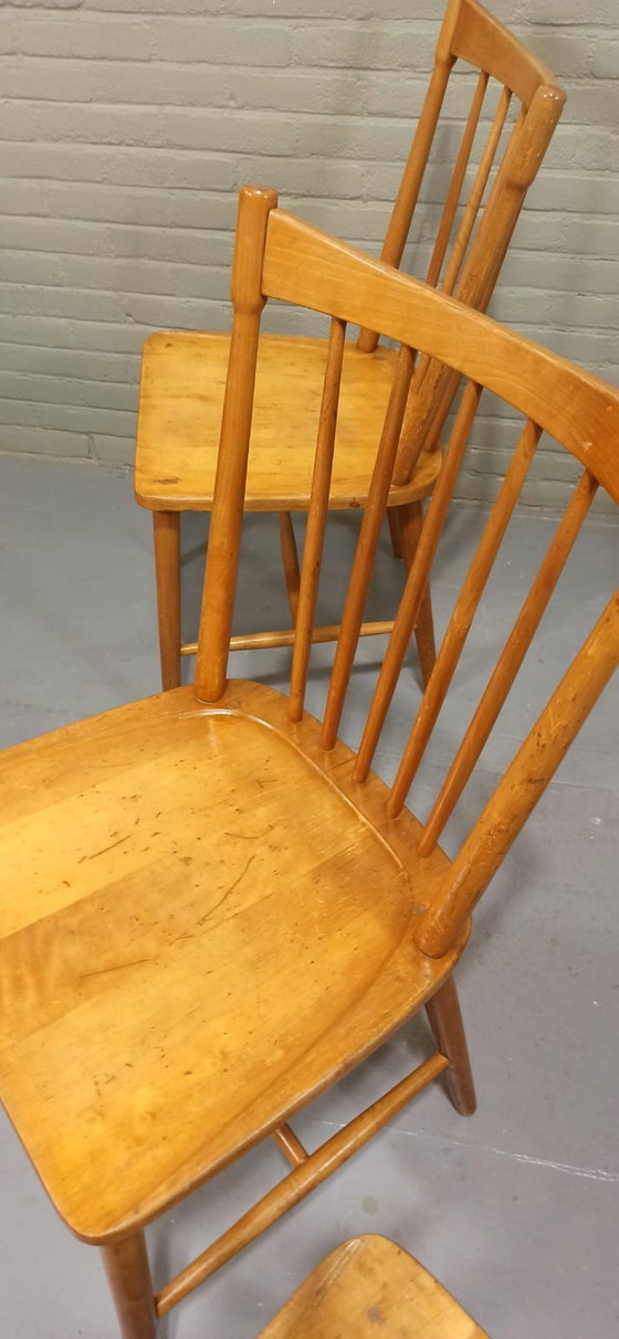 Image 1 of 5x Vintage Zweedse eetkamerstoelen