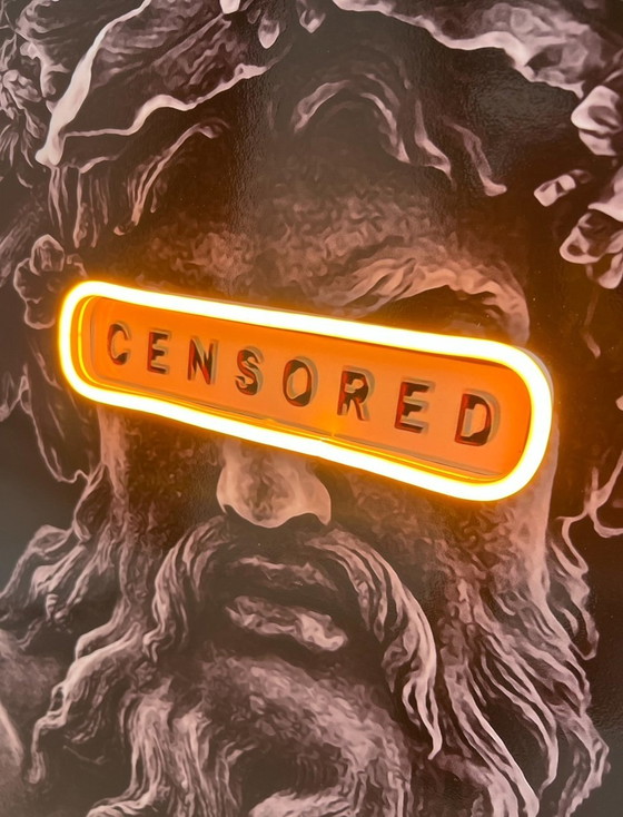 Image 1 of Print Met Led Verlichting ‘Zeus Censored’, Na 2000