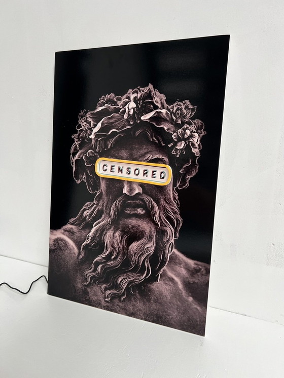 Image 1 of Print Met Led Verlichting ‘Zeus Censored’, Na 2000