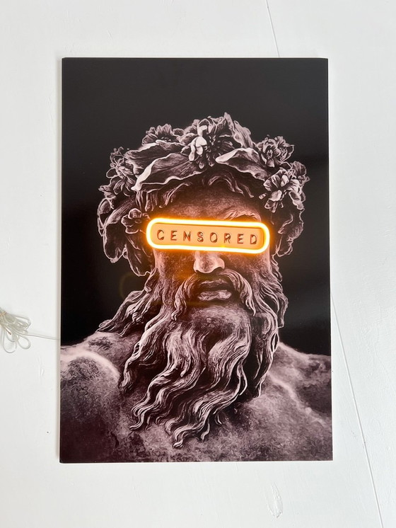 Image 1 of Print Met Led Verlichting ‘Zeus Censored’, Na 2000