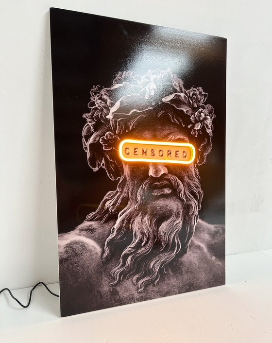 Image 1 of Print Met Led Verlichting ‘Zeus Censored’, Na 2000