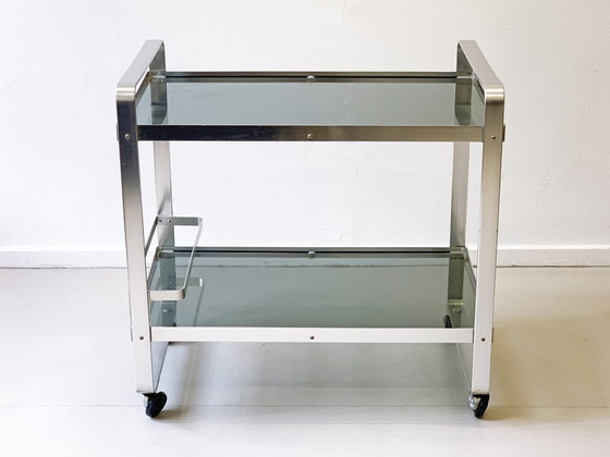 Image 1 of Vintage chromen serveerwagen