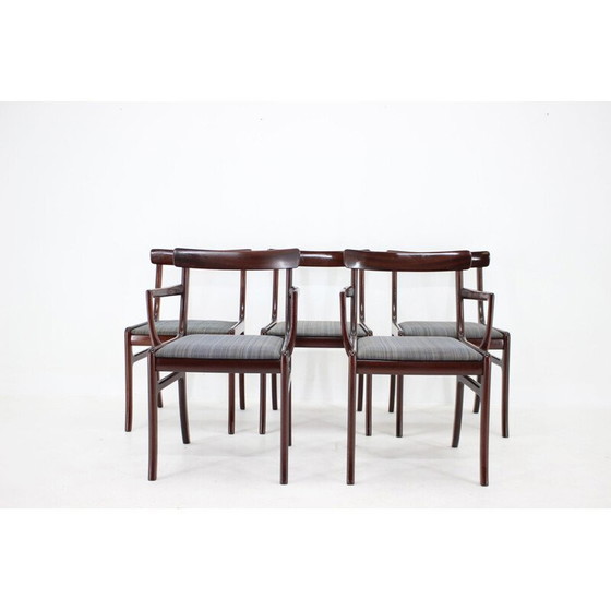 Image 1 of Set van 5 vintage Rungstedlund stoelen in mahoniehout van Ole Wanscher, Denemarken 1950