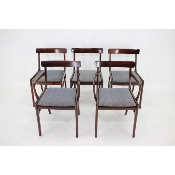 Image 1 of Set van 5 vintage Rungstedlund stoelen in mahoniehout van Ole Wanscher, Denemarken 1950