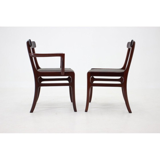 Image 1 of Set van 5 vintage Rungstedlund stoelen in mahoniehout van Ole Wanscher, Denemarken 1950