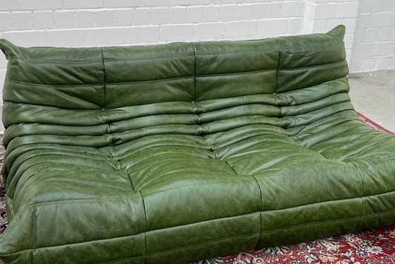 Image 1 of Ligne Roset Togo 3 Seater Green Leather