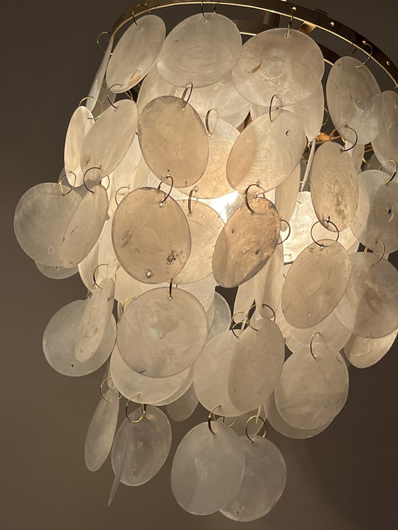 Image 1 of Vintage Capiz Schelpen Hanglamp Opaline Parelmoer 