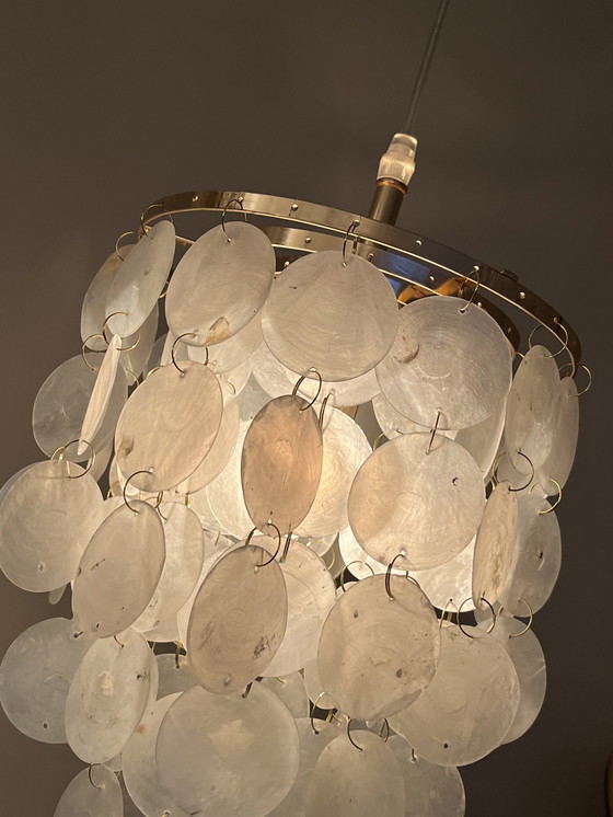 Image 1 of Vintage Capiz Schelpen Hanglamp Opaline Parelmoer 