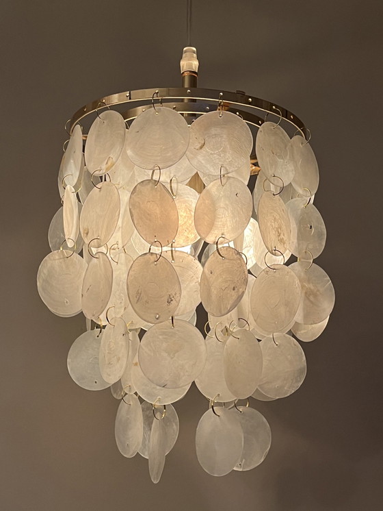 Image 1 of Vintage Capiz Schelpen Hanglamp Opaline Parelmoer 