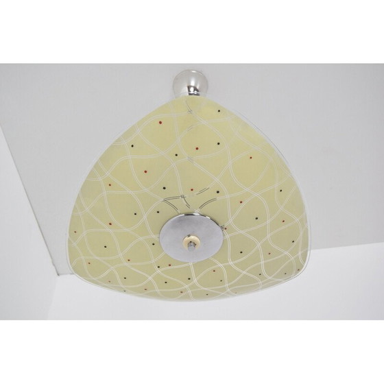 Image 1 of Vintage verchroomde glazen ophanging, Tsjechoslowakije 1970