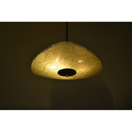 Image 1 of Vintage verchroomde glazen ophanging, Tsjechoslowakije 1970