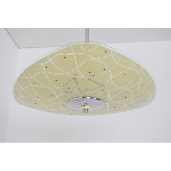 Image 1 of Vintage verchroomde glazen ophanging, Tsjechoslowakije 1970