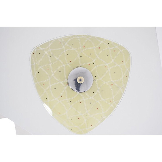 Image 1 of Vintage verchroomde glazen ophanging, Tsjechoslowakije 1970