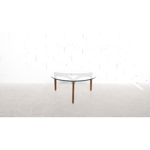 Vintage salontafel in teak en glas van Sven Ellekaer voor Christian Linneberg, 1960
