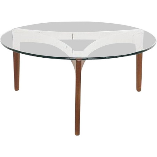 Vintage salontafel in teak en glas van Sven Ellekaer voor Christian Linneberg, 1960