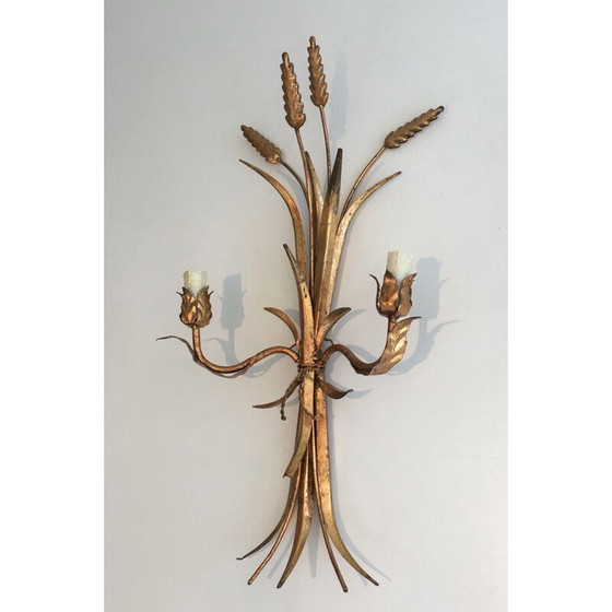 Image 1 of Paar vintage verguld metalen wandlampen, 1970