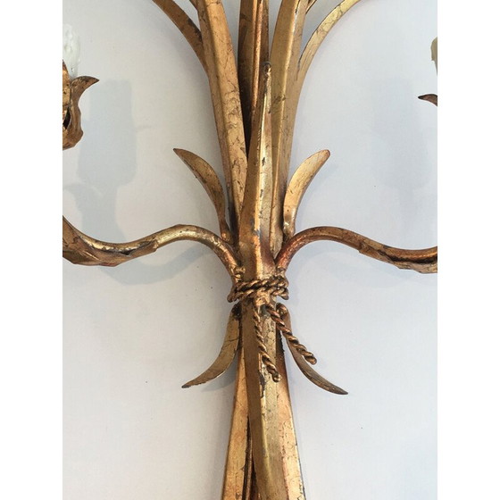 Image 1 of Paar vintage verguld metalen wandlampen, 1970