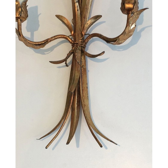 Image 1 of Paar vintage verguld metalen wandlampen, 1970
