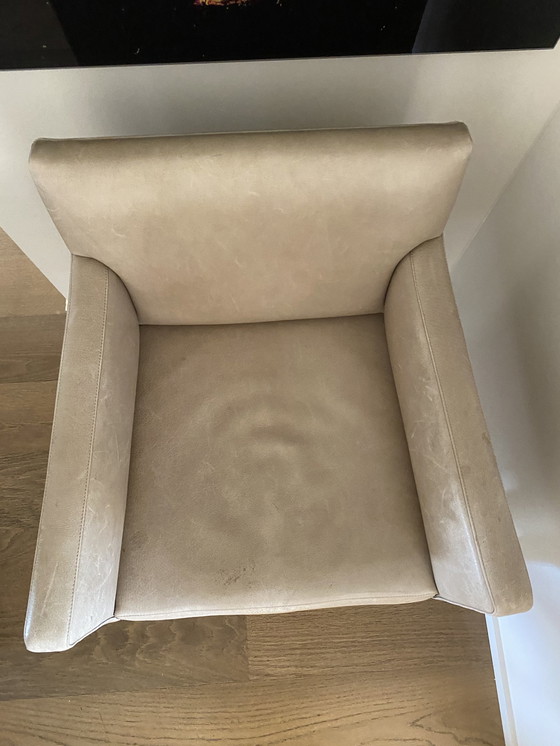 Image 1 of 4x beige leren stoelen