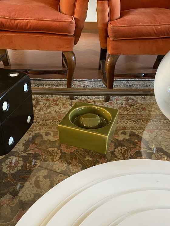 Image 1 of Groene keramieken asbak uit Mid Century, Sicart Italië 1969