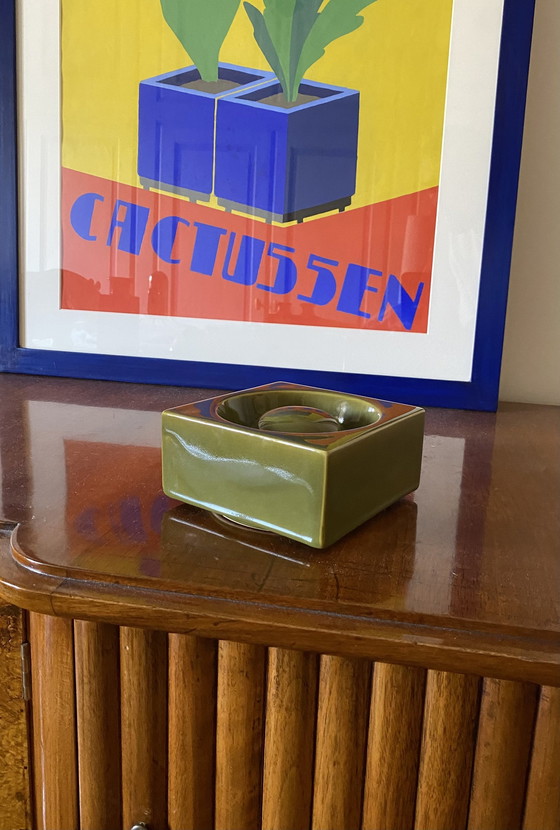 Image 1 of Groene keramieken asbak uit Mid Century, Sicart Italië 1969