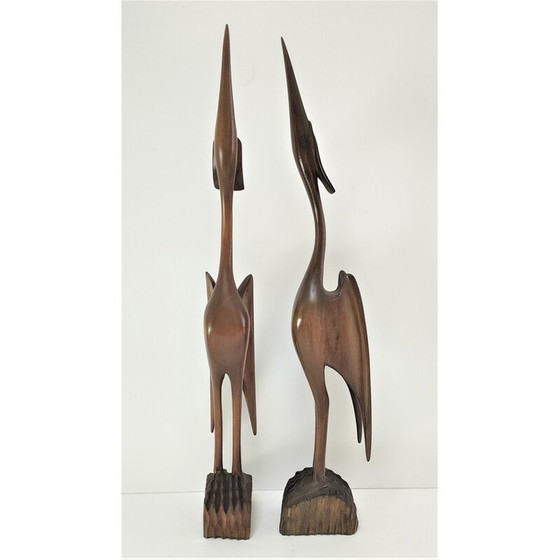 Image 1 of Paar massief houten vogels, 1970