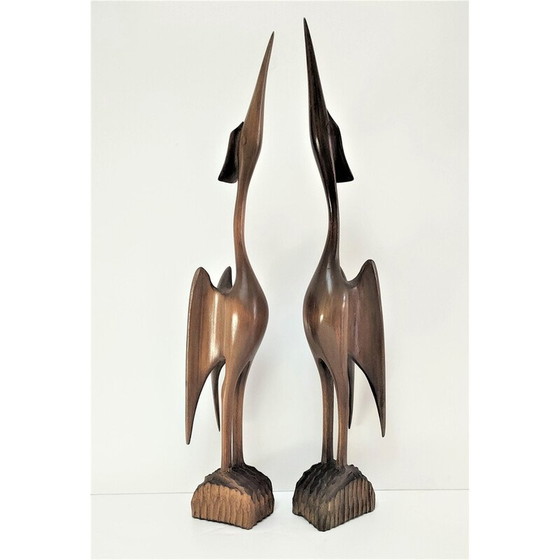 Image 1 of Paar massief houten vogels, 1970