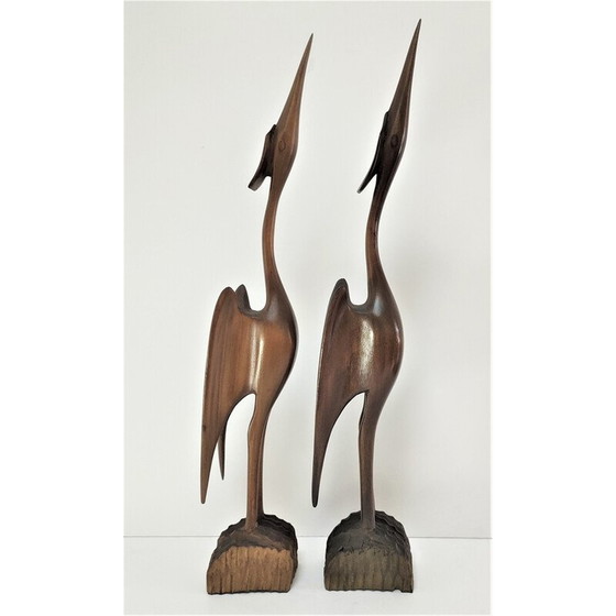 Image 1 of Paar massief houten vogels, 1970