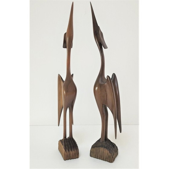 Image 1 of Paar massief houten vogels, 1970