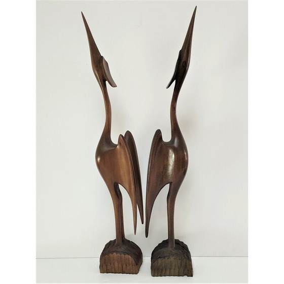 Image 1 of Paar massief houten vogels, 1970