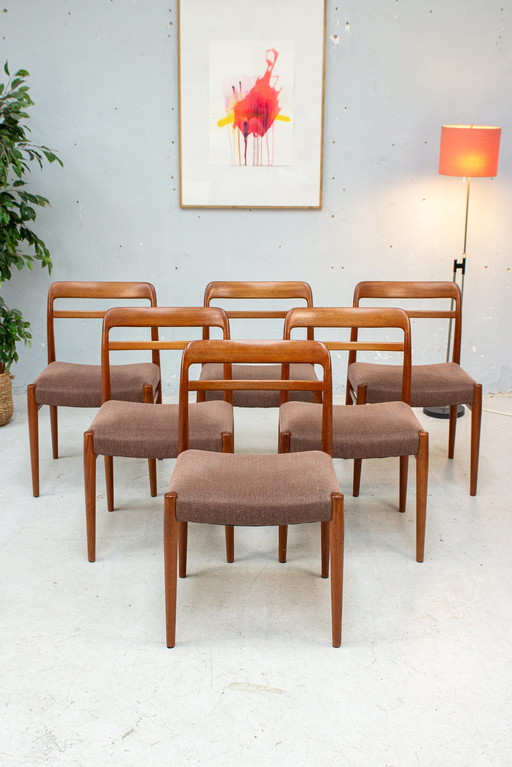 6x Alf Aarseth Gustav Bahus No. 145 Teakhouten stoelen Vintage Deens