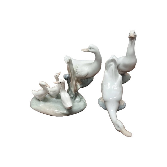 Image 1 of Nao Lladro Porseleinen Ganzen Beeldjes, Jaren 70