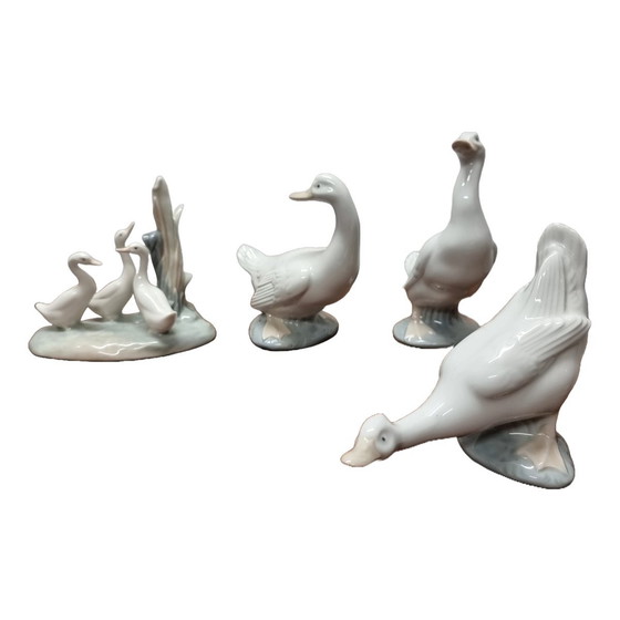 Image 1 of Nao Lladro Porseleinen Ganzen Beeldjes, Jaren 70