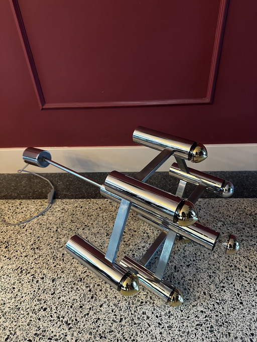 Vintage Chromen Hanglamp Sciolari Voor Boulanger