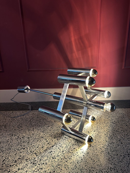 Vintage Chromen Hanglamp Sciolari Voor Boulanger