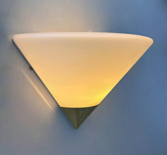 Image 1 of Opaline en messing wandlamp, Duitsland 1980
