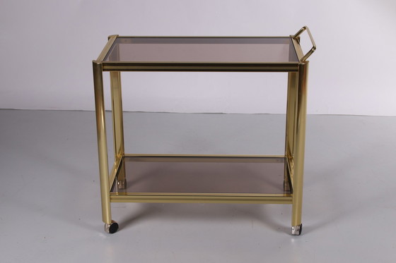 Image 1 of Hollywood Regency trolley met gerookt glas