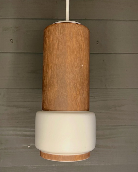 Image 1 of Vintage Mid Century Opaal Glazen Hanglamp 