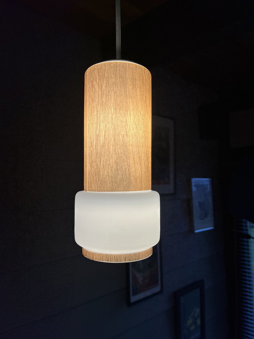 Vintage Mid Century Opaal Glazen Hanglamp 