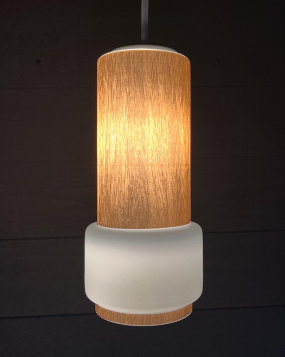 Image 1 of Vintage Mid Century Opaal Glazen Hanglamp 