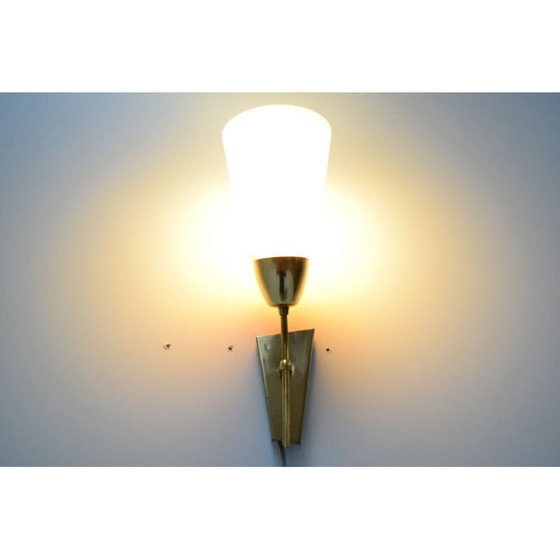 Image 1 of Vintage wandlamp van glas en messing door Kamenicky Senov, Tsjechië 1960