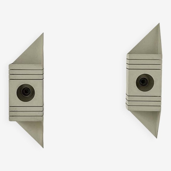 Image 1 of 2X wit gelakte metalen wandlampen - Frankrijk 1970