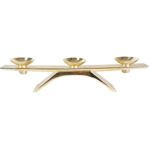 Vintage verzilverde metalen kandelaar van Kurt Radke voor Wmf, Duitsland 1960