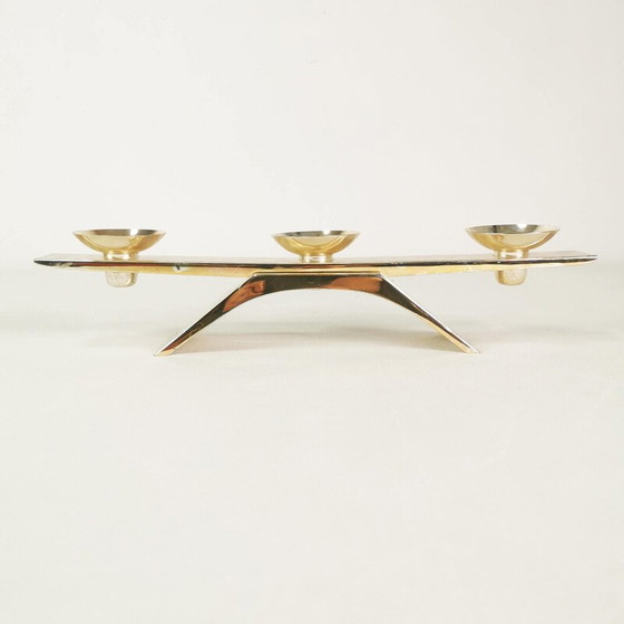 Image 1 of Vintage verzilverde metalen kandelaar van Kurt Radke voor Wmf, Duitsland 1960