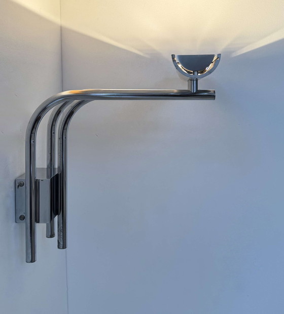 Image 1 of Vintage wandlamp 20581, verchroomd metaal, door Verre Lumière Studio Frankrijk 1978