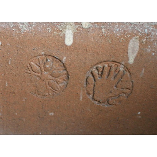 Vintage plantenbak in geglazuurd terracotta