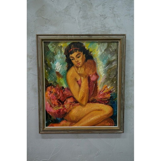 Vintage Deens naaktschilderij van Bent Lauridsen, jaren 1960